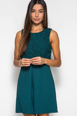 Sea Green Floral Detail Lace Dress