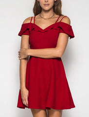 Red Sweetheart Neck Off the Shoulder Dress