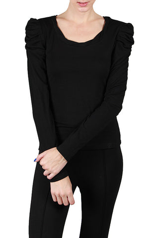 Black Long Sleeve Ruffled Sleeve