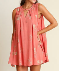 Shift Dress with Gold Embroidery