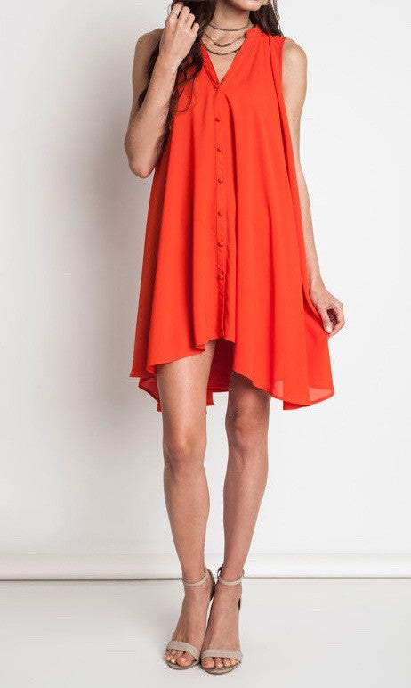 Orange Sleeveless Shift Dress