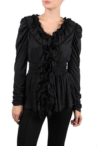 Charcoal Ruffle Collar Sweater