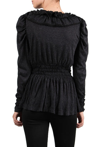 Charcoal Ruffle Collar Sweater
