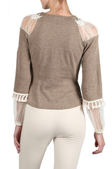 Tan Cardigan With Lace