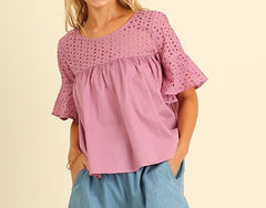 Casual With Cut Outs Baby Doll Top