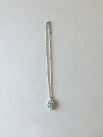 Silver Chain Long Stone Necklace